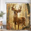 Funny Animals Shower Curtain Bathing Animal Chimpanzee Deer Elk Cat Dog Leopard Bear Bathtub Decor Modern Polyester Bath Curtain