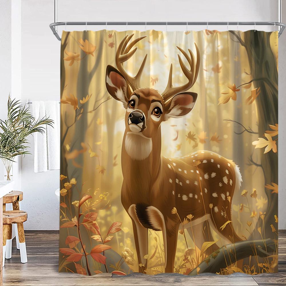 Funny Animals Shower Curtain Bathing Animal Chimpanzee Deer Elk Cat Dog Leopard Bear Bathtub Decor Modern Polyester Bath Curtain