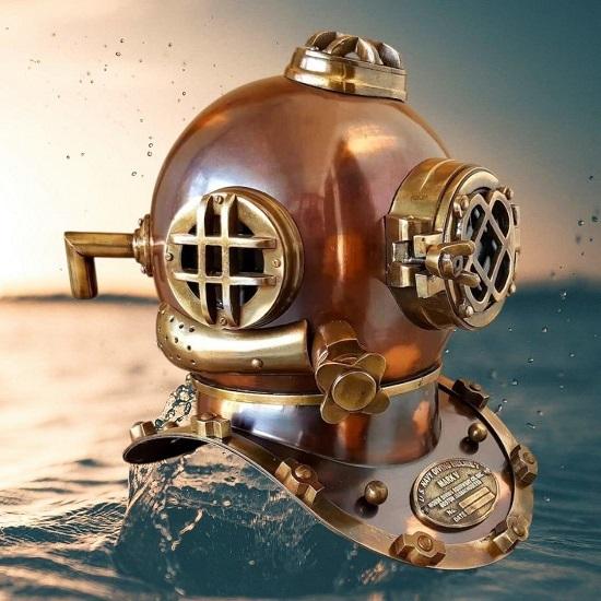 

45.72 cm Copper Brass Diving Helmet Maritime Deep Sea Diver’s Replica