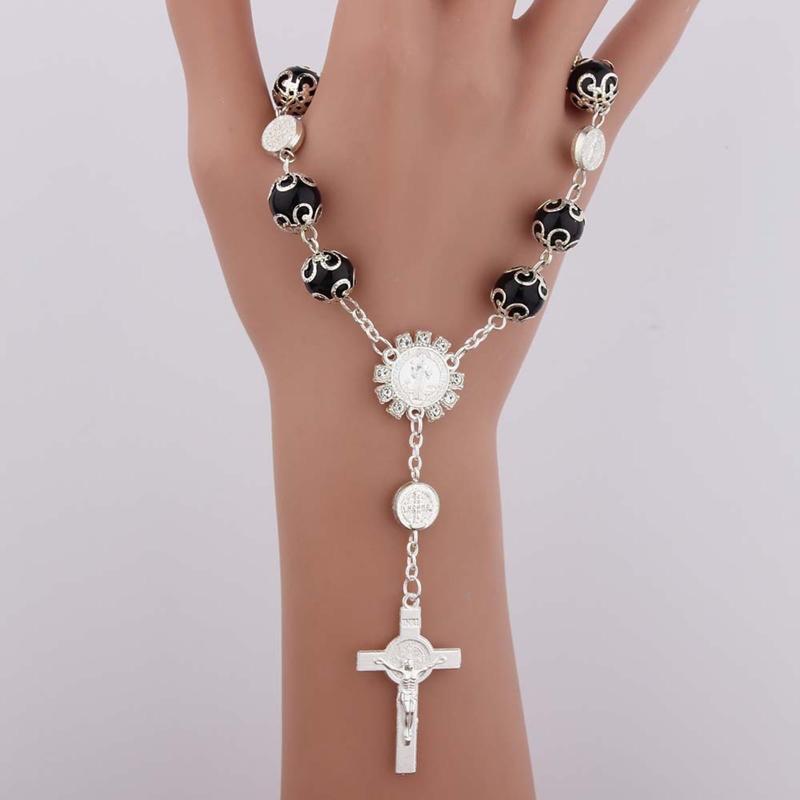 Catholic Finger Chain Small Rosary Finger Baptism Rosaries Faux Pearls Bracelet Suitable for Baptism Favors Christening