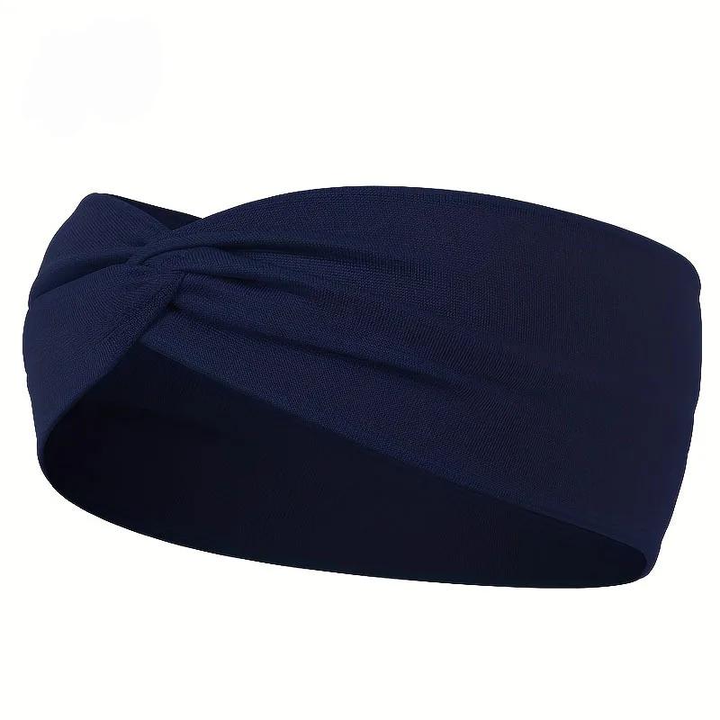 Simple Solid Color Cross Knotted Elastic Wide Headband Women Unisex Sports Yoga Hair Bands Headscarf Headwear