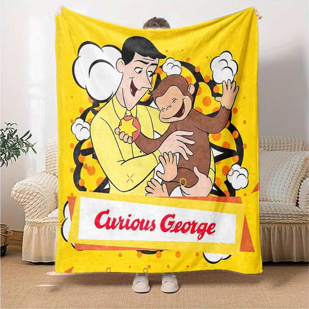 1pc Curious George (7) Blanket, Gift, for Men and Women, Soft Blanket, Good for Sofa Bed Couch Travel, Lightweight Flannel Blanket