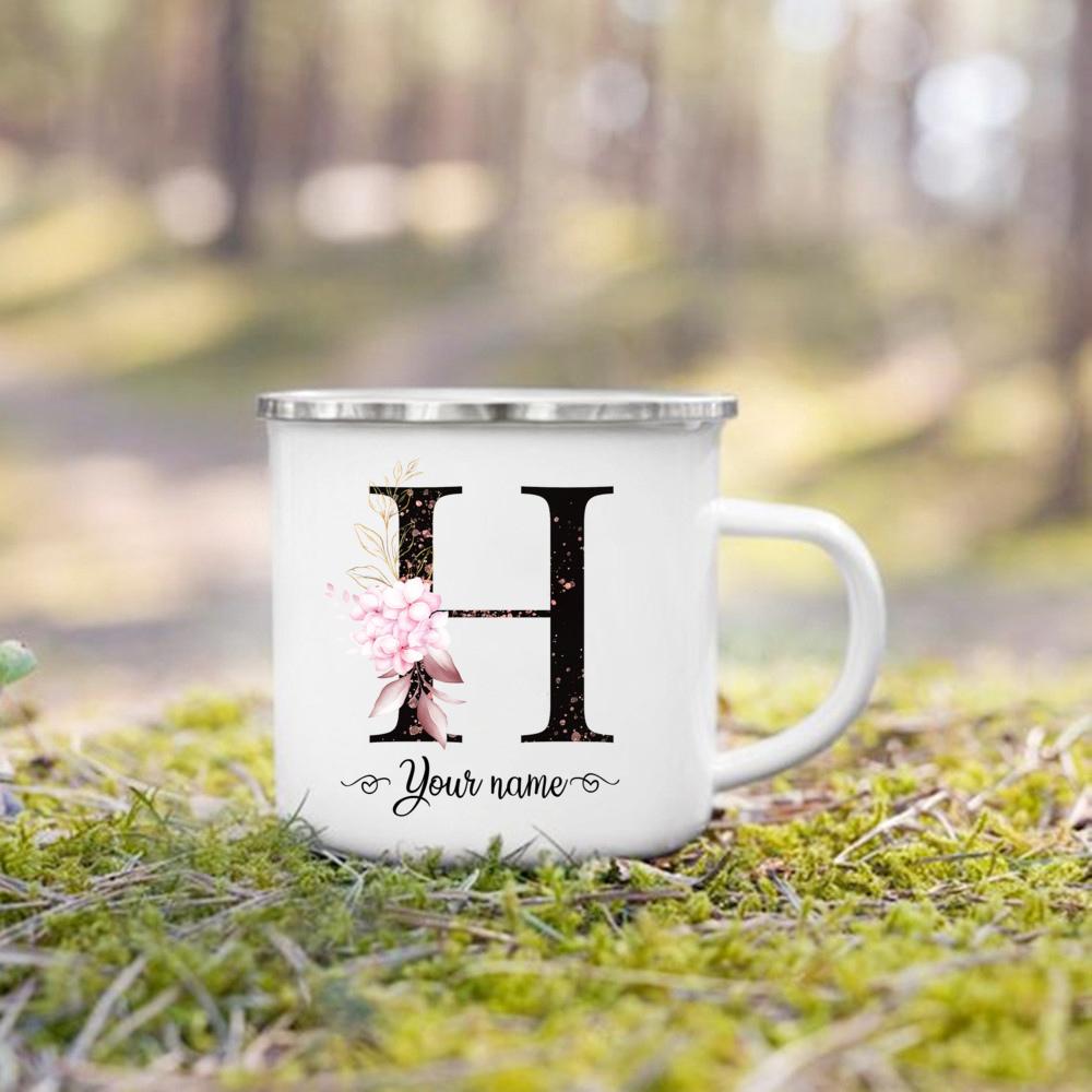 Personalized Mug Initial with Name Cup Custom Tea Coffee Hot Chocolate Mugs Wedding Bride Bridesmaid Mothers Day Gifts for Her