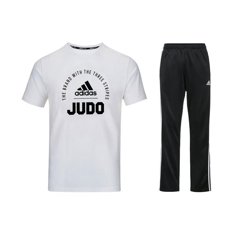 

Adidas Футболка с коротким рукавом и круглым вырезом, логотипом и буквенным принтом, прямые длинные брюки, повседневный спортивный комплект для мужчин, спортивный комплект ADICLTS21J-WB+TR30PR-BW S