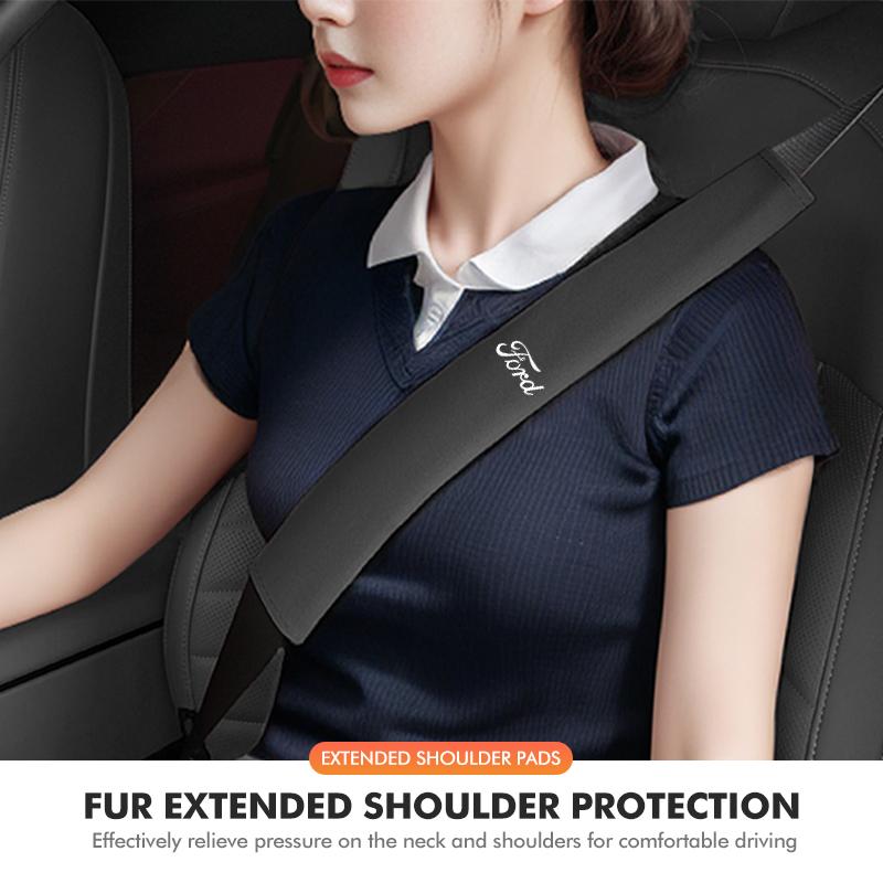 JQOZ8 Extended Suede Car Seat Belt Shoulder Pad Pressure Relief Cushion For Ford Escort KA Flex Everest KA Expedition Falcon Fusion