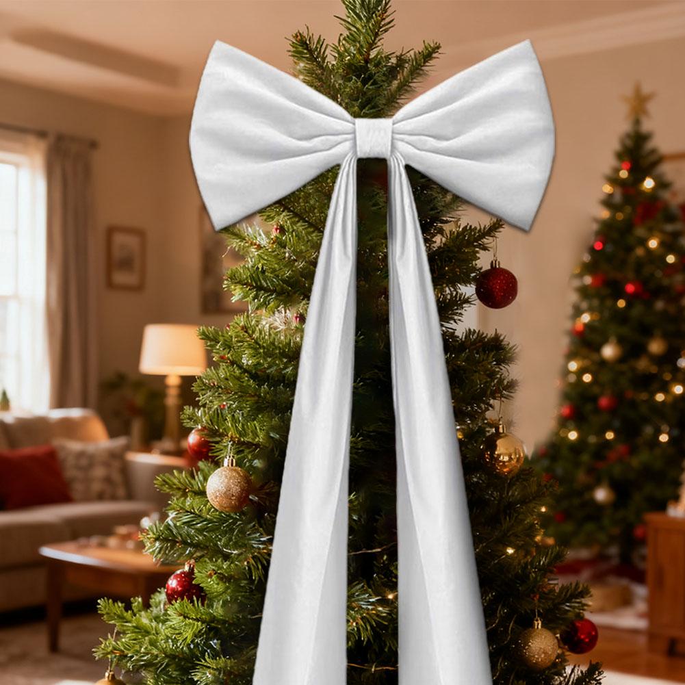 1.8M Super Large Christmas Bow Pendant Flannel Christmas Tree Topper Bow Decoration Wine Red Long Streamers Ribbon Bow Pendant