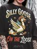 Silly Goose On The Loose Comfort Colors® Tshirt, Funny Cowboy Duck Retro Graphic Faded Tees, Y2K Streetwear Vintage Animal Gift,
