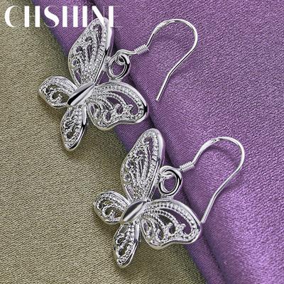CHSHINE 925 Sterling Silver Butterfly Earrings For Women Fashion Charm Jewelry