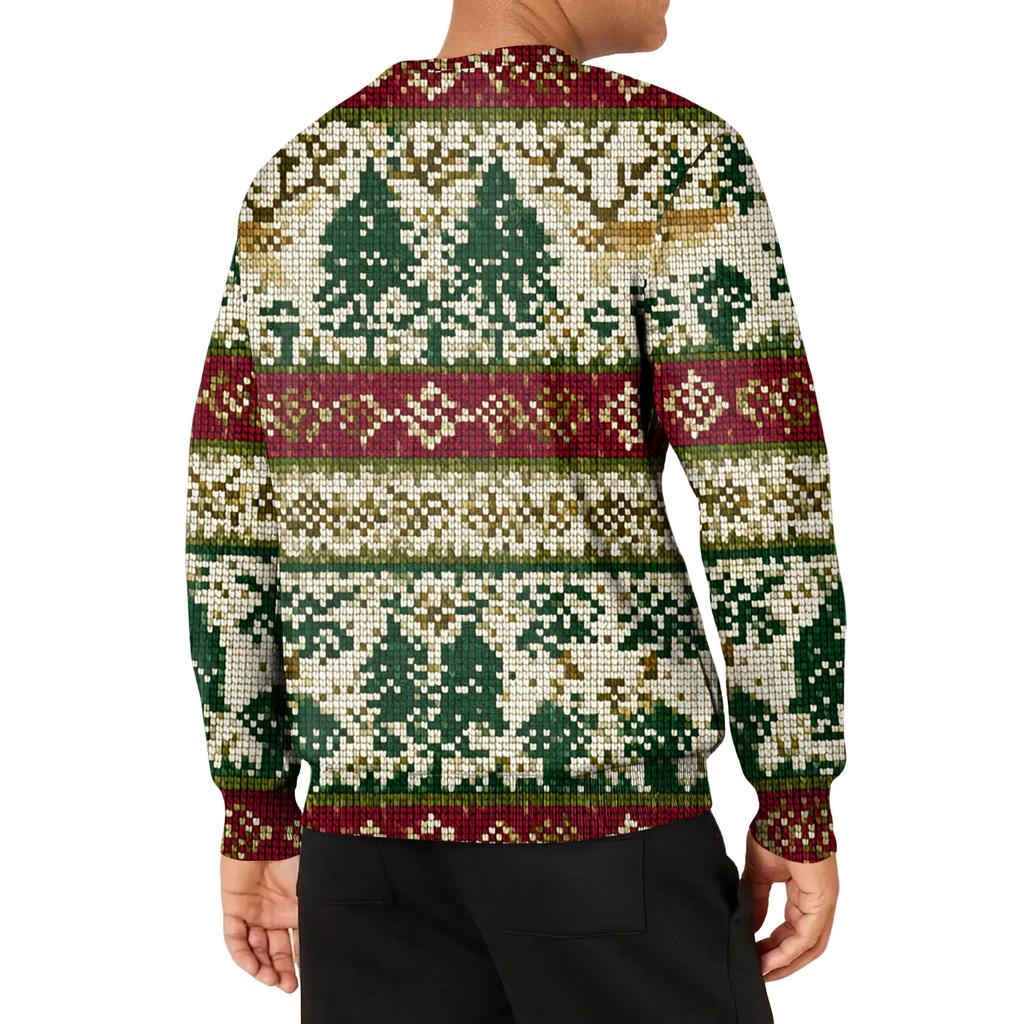 Men's Casual Fashion Printed Round Neck Pullover Sweatshirt