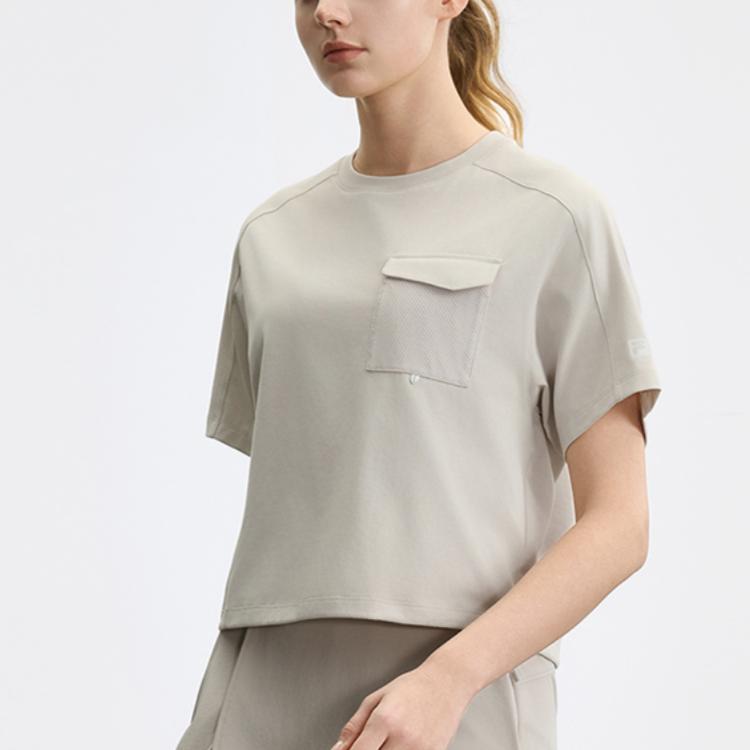 FILA Explore Series Minimalist Style Casual Versatile Short Sleeve T-Shirt Women Tops Rice-Color A11W527126F-BG