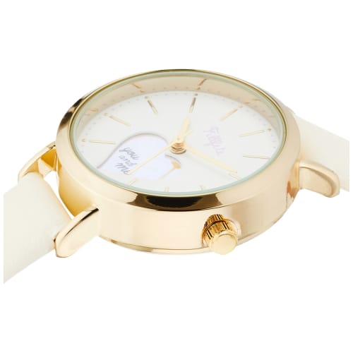 Fieldwork Women's Analog Shake Watch, Gold with Leather Strap, Off-White (KDS012-1)