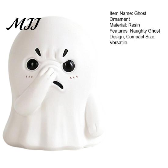 Versatile Desktop Decoration Ghost Ornament, Compact Resin Decorative Figurine, Nose-Covering Ornament Shape Halloween Figure, Naughty Tabletop