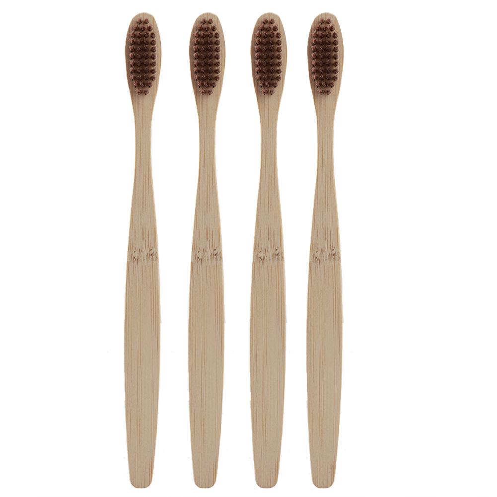 50Pcs Toothbrushes Environmental Protection Bamboo Charcoal Soft Hair Brown Brush Head