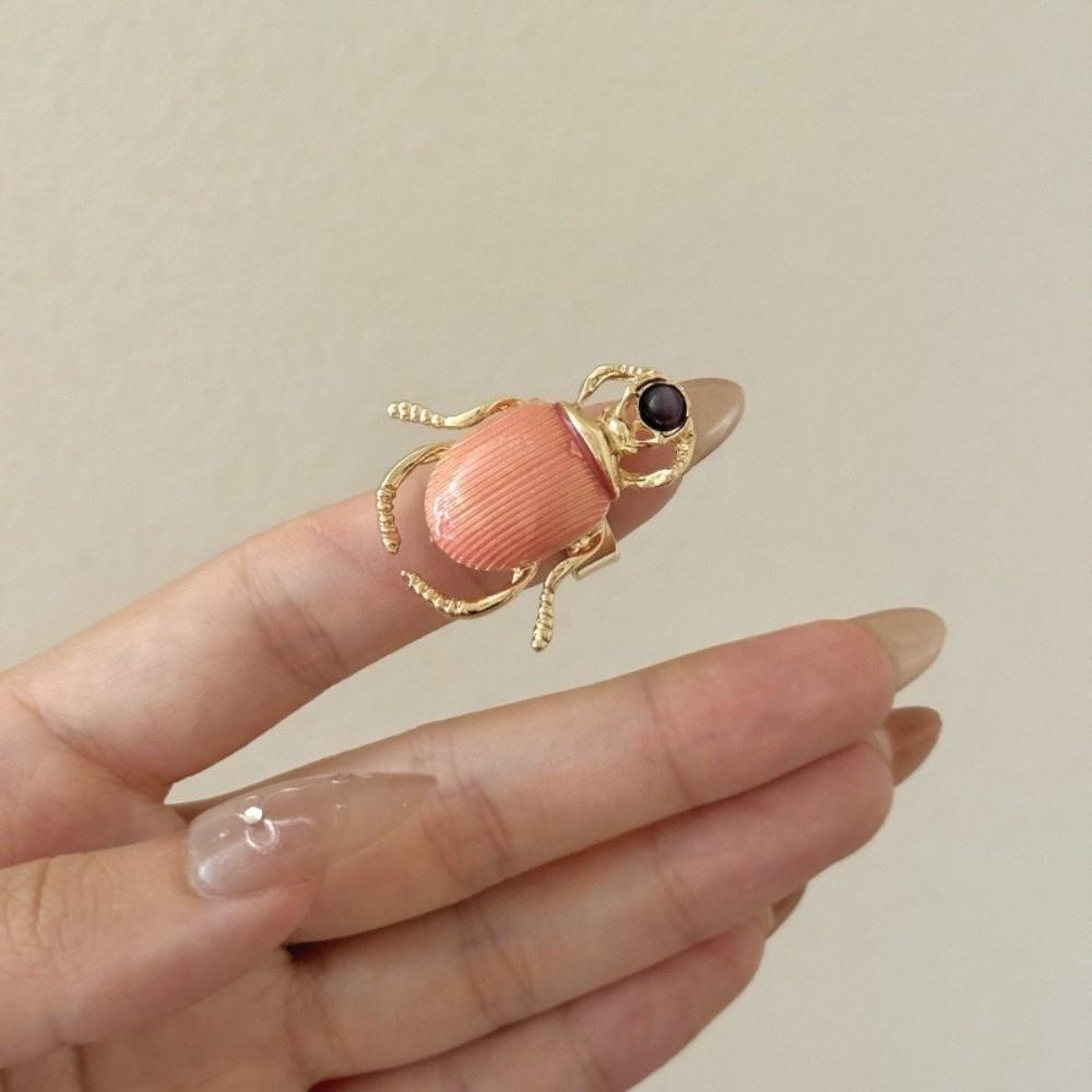 Punk Style Beetle Opening Ring Macaron Color Enamel Beetle Ring Retro Insect Ring  Decoration