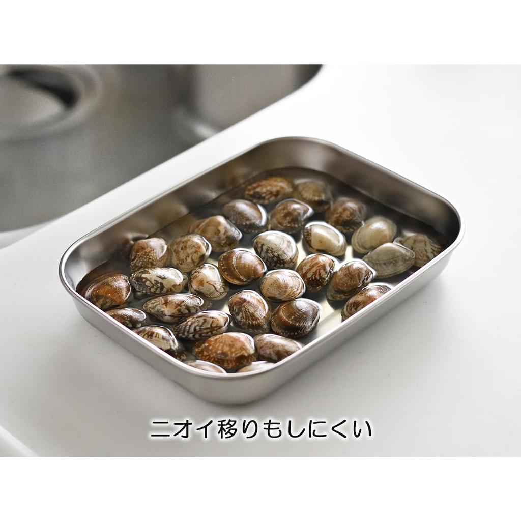 Oaks Leye Stainless Steel Shallow Tray, Small, with Lid, Made in Japan, Dishwasher Safe, for Food Preparation and Storage, LES3237