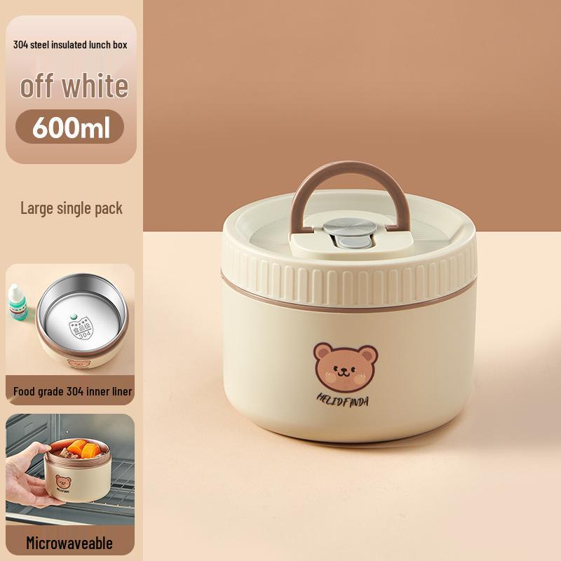 Stainless Steel Insulated Lunch Box & Soup Bowl - Microwave Safe Cartoon Bento for Office Workers