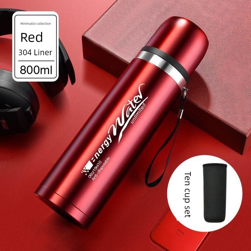 Factory Direct Sale of All Stainless Steel Thermos Cups, 304 Stainless Steel Large Capacity Thermos Cup, Outdoor Portable Travel Bullet-Style Thermos