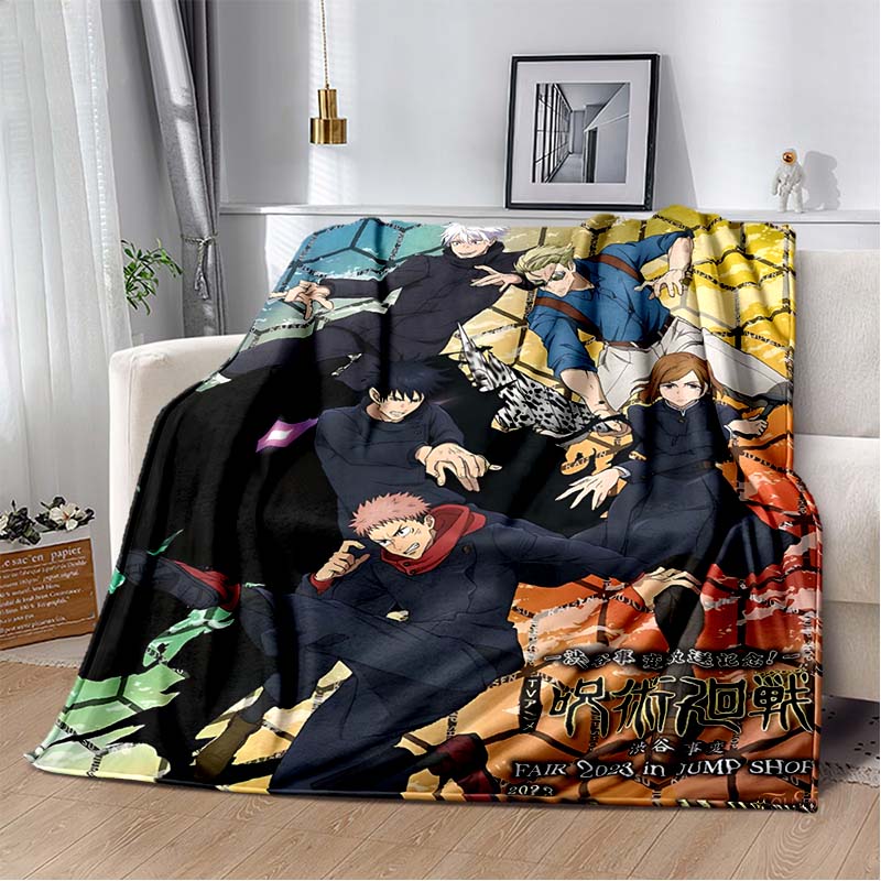 J-Jujutsu Kaisen Cartone Animato Anime Plaid Coperta Bambini Super Morbida per Divano Viaggio Divano Picnic Coperta in Flanella Regalo di Compleanno