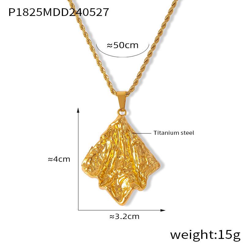 

Модный новый плиссированный текстурный дизайн кулон ветер личность сохранение цвета титановая сталь покрытая 18-каратным золотом ожерелье для женщин