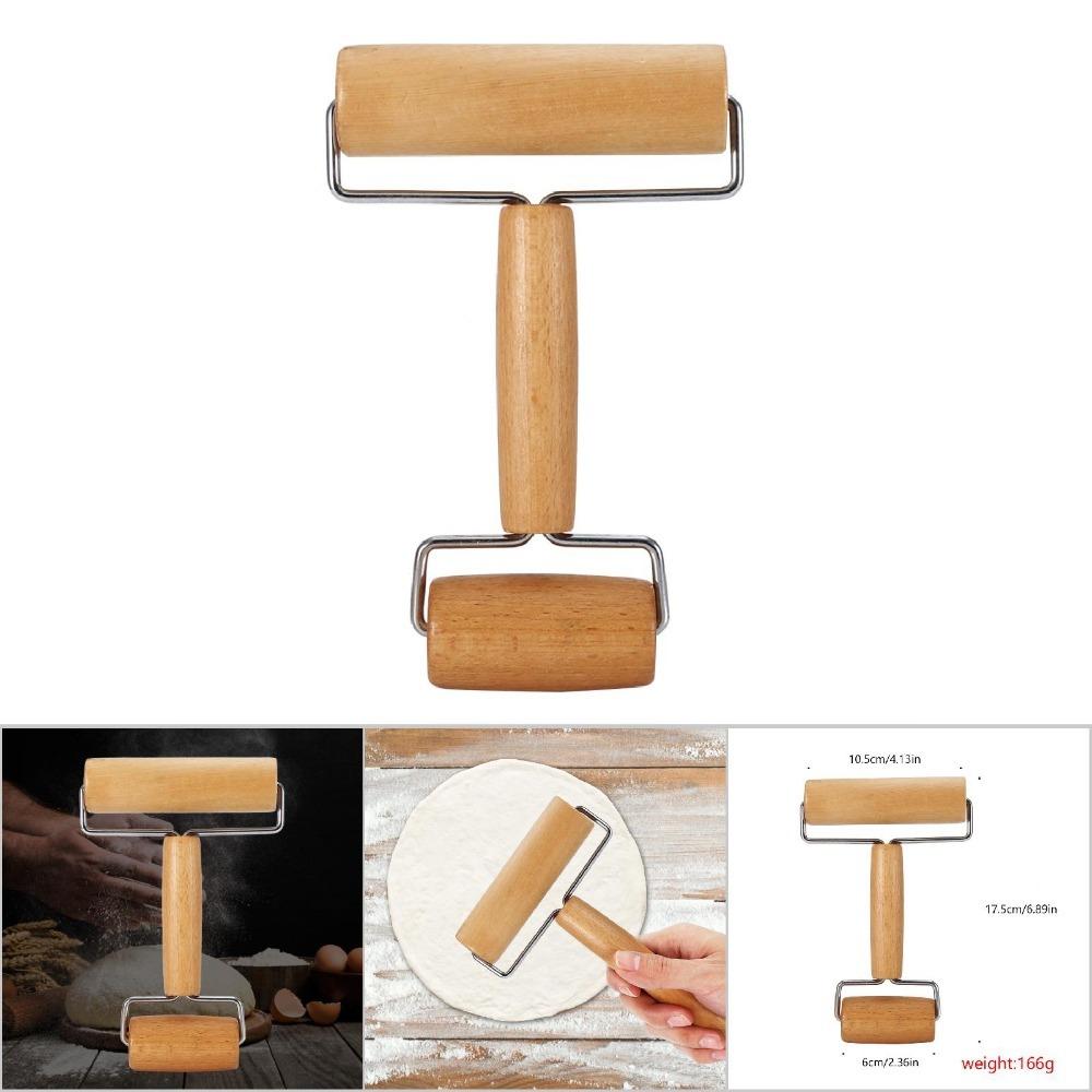 Rotatable Wooden Dough Roller Beech Wood Pizza Roller Durable Pastry Roller  DIY A-S