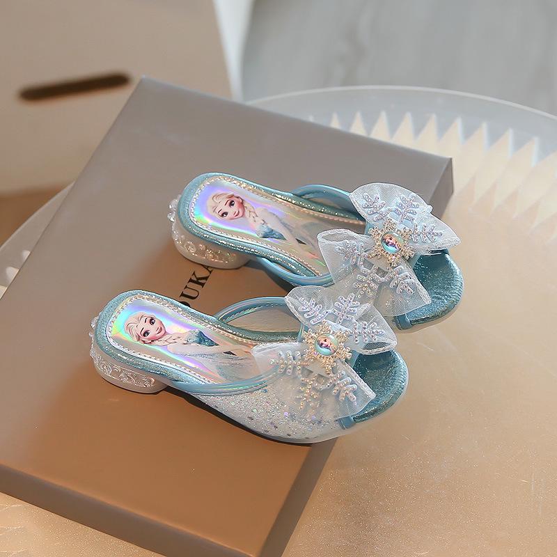 New Elsa Princess Summer Sandals: Bow Flip-Flops for Girls Size 26-30 / Pack of 5 королевский синий