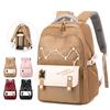 Color Block Student School Bag Women Large Capacity Backpack Ridge Protection Bag