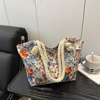 Borsa casual da donna di grande capacità, bella, nuova moda, borsa a tote per pendolari, borsa a spalla/sottobraccio con stampa floreale per donna