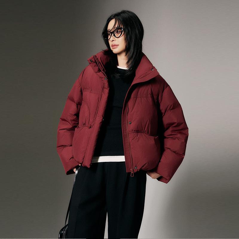 Winter 2025 New Loose Stand-up Collar Short Down Jacket Women's Duck Down High Quality