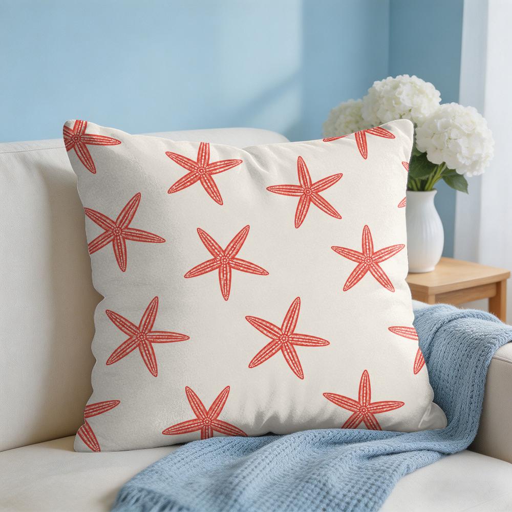 Cute Starfish Cushion Cover Short Plush Soft DoubleSided Printing Pillow Case Cozy Sofa Bedroom Home Decor Gift