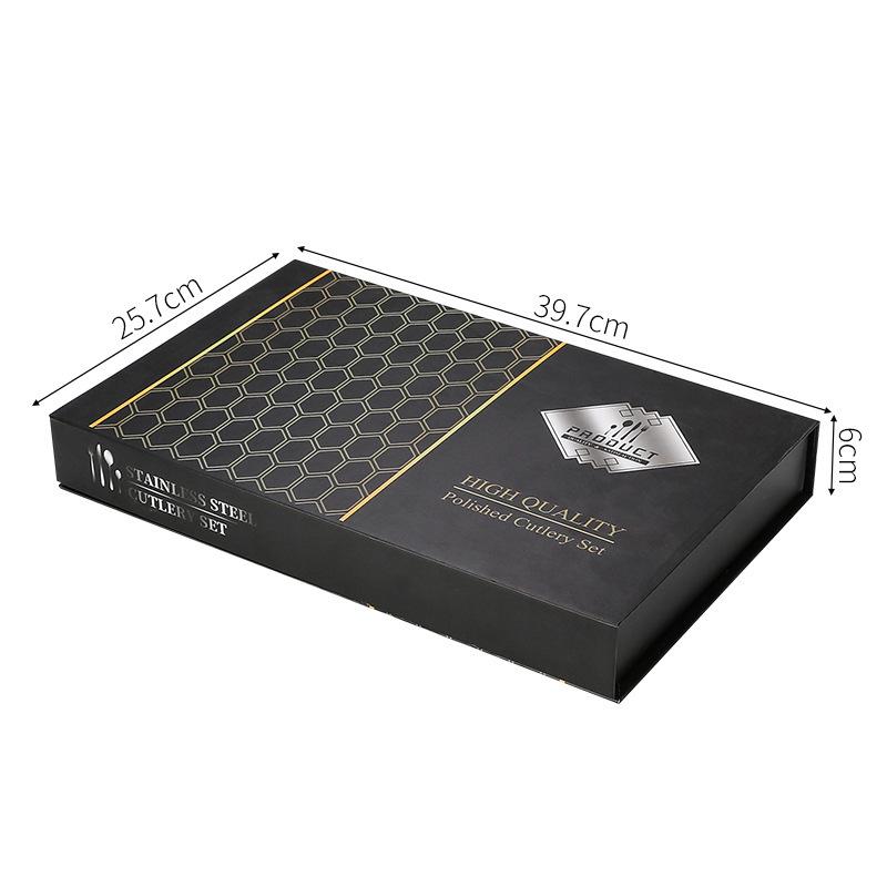 Nerezová 24dílná sada příborů: Dárková krabička s nožem, vidličkou a lžící