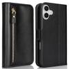 Applicable To iPhone16 Leather Case 17Pro Zipper Wallet Multi-card Oblique Span Protective Case S24Ultra Multi-function