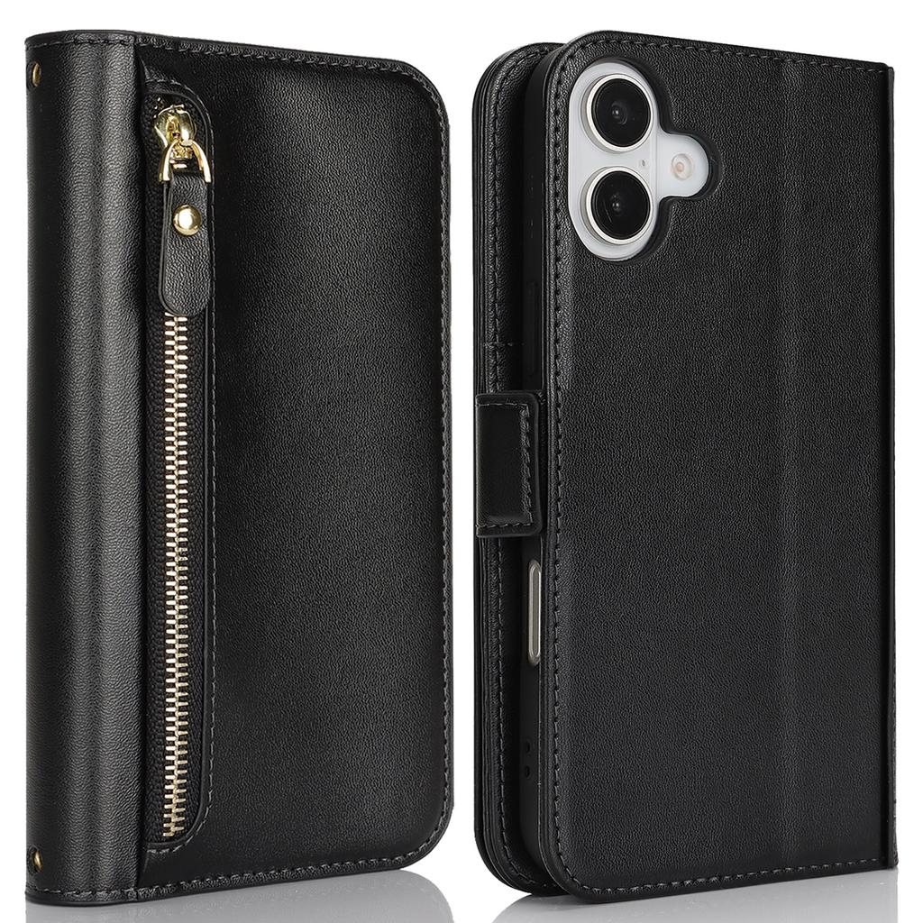 Applicable To iPhone16 Leather Case 17Pro Zipper Wallet Multi-card Oblique Span Protective Case S24Ultra Multi-function