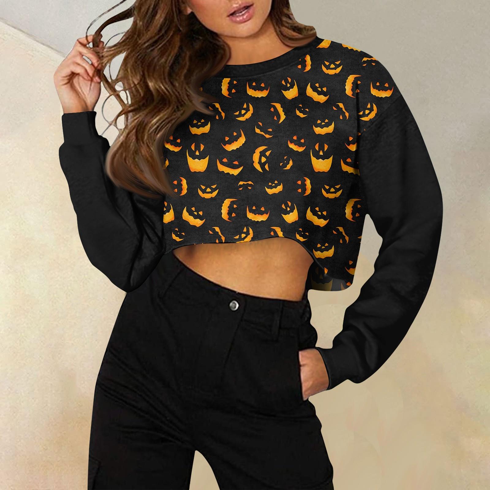 Женская модная повседневная свободная короткая толстовка с круглым вырезом и длинным — фото 6