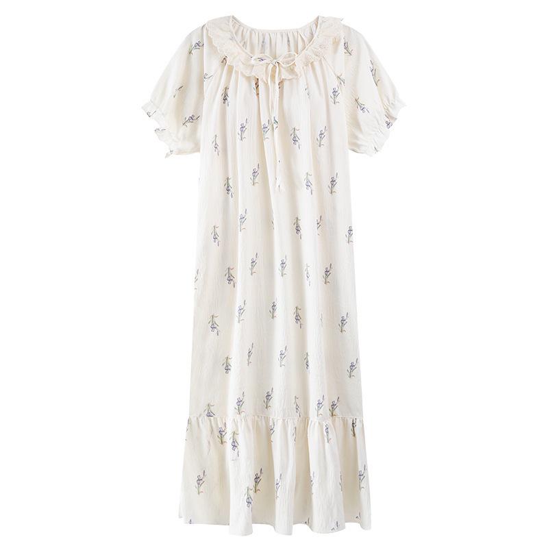 Women's Lightweight Cartoon Girl Short Sleeve Dress - Cloud Cotton Home & Casual Wear