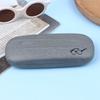 1Pc Pu Leather Eyeglass Box Wood Grain Hard Kit Holder Metal Reading Glasses Case For Men And Women Pu Leather Eyeglass Box