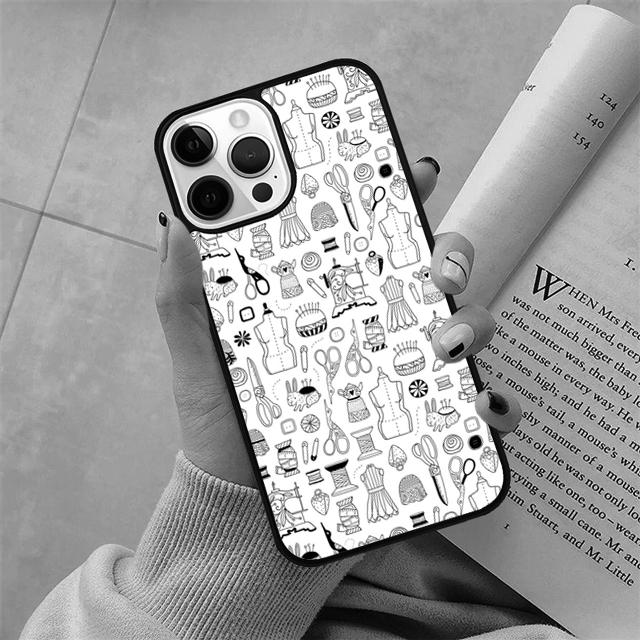 Nähmaschinenmuster Handyhülle Abdeckung Für iPhone 17 Air 16 15 14 Plus apple 16 11 12 13 Pro Max Hülle