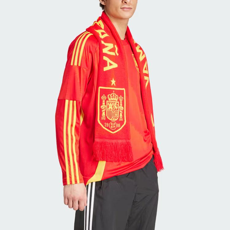 adidas Spanien 24 Langarm Heimtrikot Logo Print Design Lässiger Pullover Fußballshirt Herren Oberteile Rot IP9330