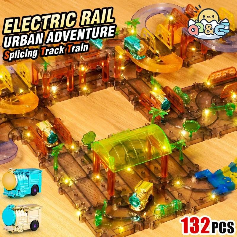 Non-Toxic Transparent Electric Track Train Toy Car Train Puzzle Diy Assembling Track Children'S Educational Toys For Kids Birthday Gifts