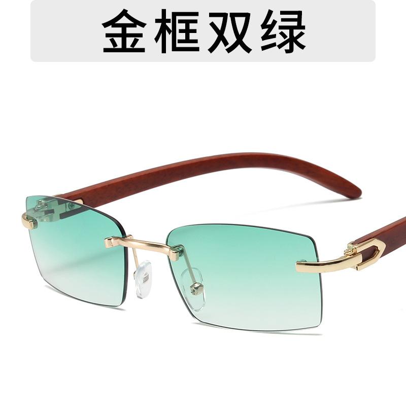 Rimless Rectangle Sunglasses For Women Fashion Vintage Trendy Small Frame Sun Glasses Frameless Eyewear Uv400