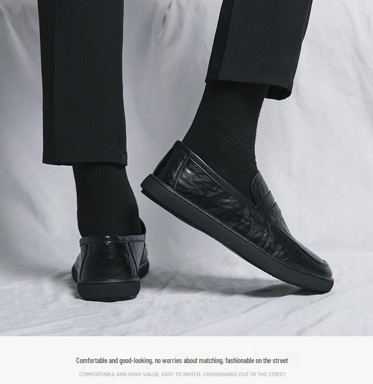 Four Seasons Men's Slip-On Loafers: Soft Sole Casual Driving Moccasins, Small Leather Shoes