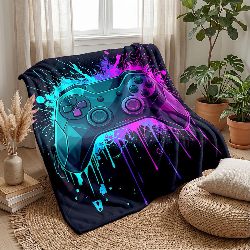 Vibrant Game Pad Art Theme Blanket Lightweight Warm Flannel Blanket Decorative Throw Blanket for Home Decoration