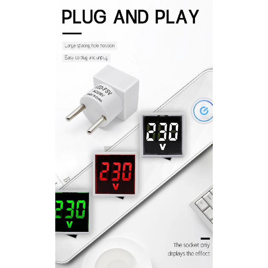 AC 220V LED Digital Display Voltage Measurement Monitor EU Plug Square Voltmeter
