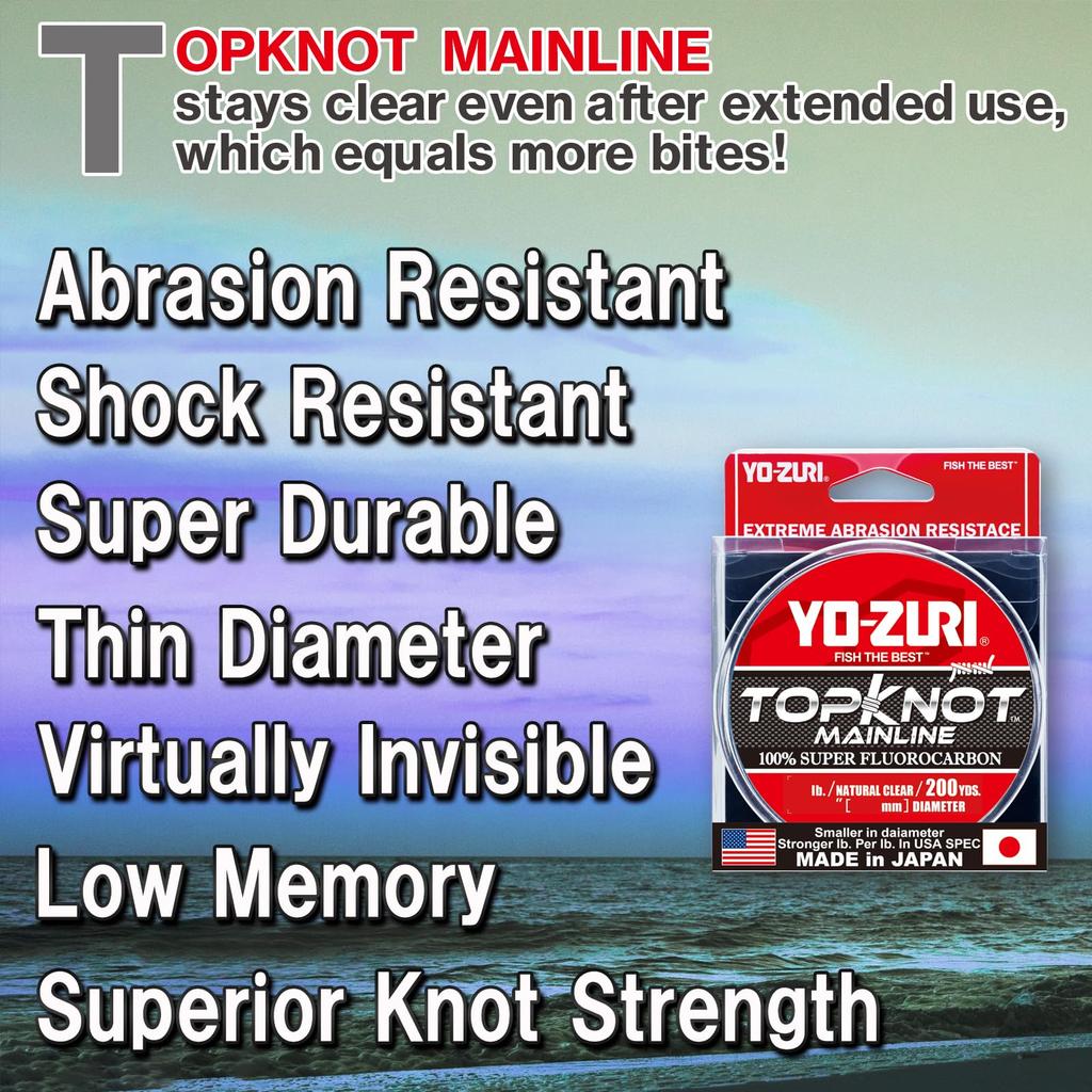 Fluorocarbon Top Knot Main 200 10 Clear YO-ZURI Line, Yds, Lbs,