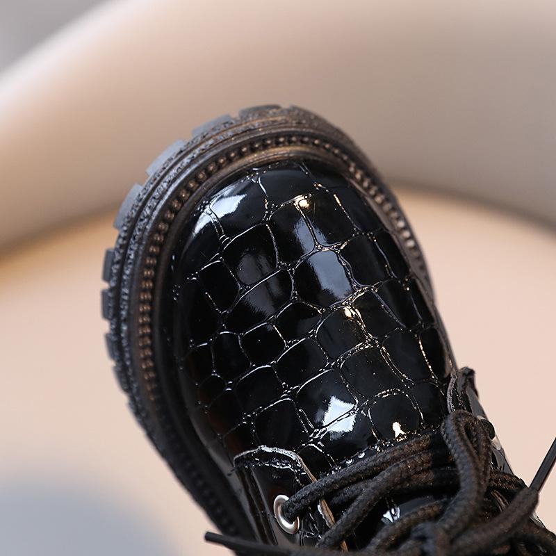 Children Ankle Boots Autumn Boys Patent Leather Shoes British Style Girls Shoes Toddler Non-slip Snow Boots