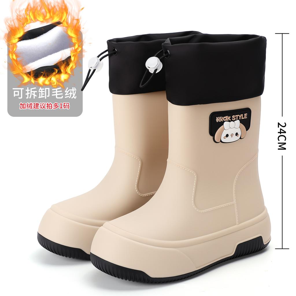 2025 new waterproof rain shoes women's fashion wear warm short rain boots Internet celebrity platform water shoes soft sole rubber shoes