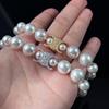Saijia Zweiseitige Gewebte Schlangenknochen-Halskette mit Perlenarmband und Diamant-Logo - Europäischer und Amerikanischer Luxusstil.