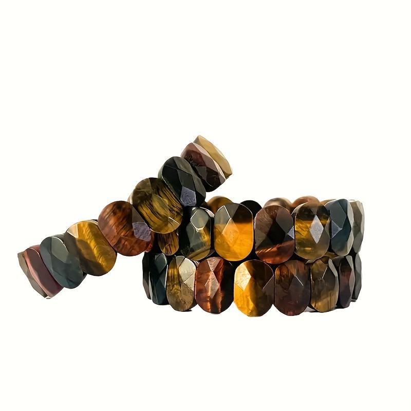 Natural Multi-colored Tiger's Eye Bamboo Knot Bracelet, a Birthstone and Symbol of Wealth.