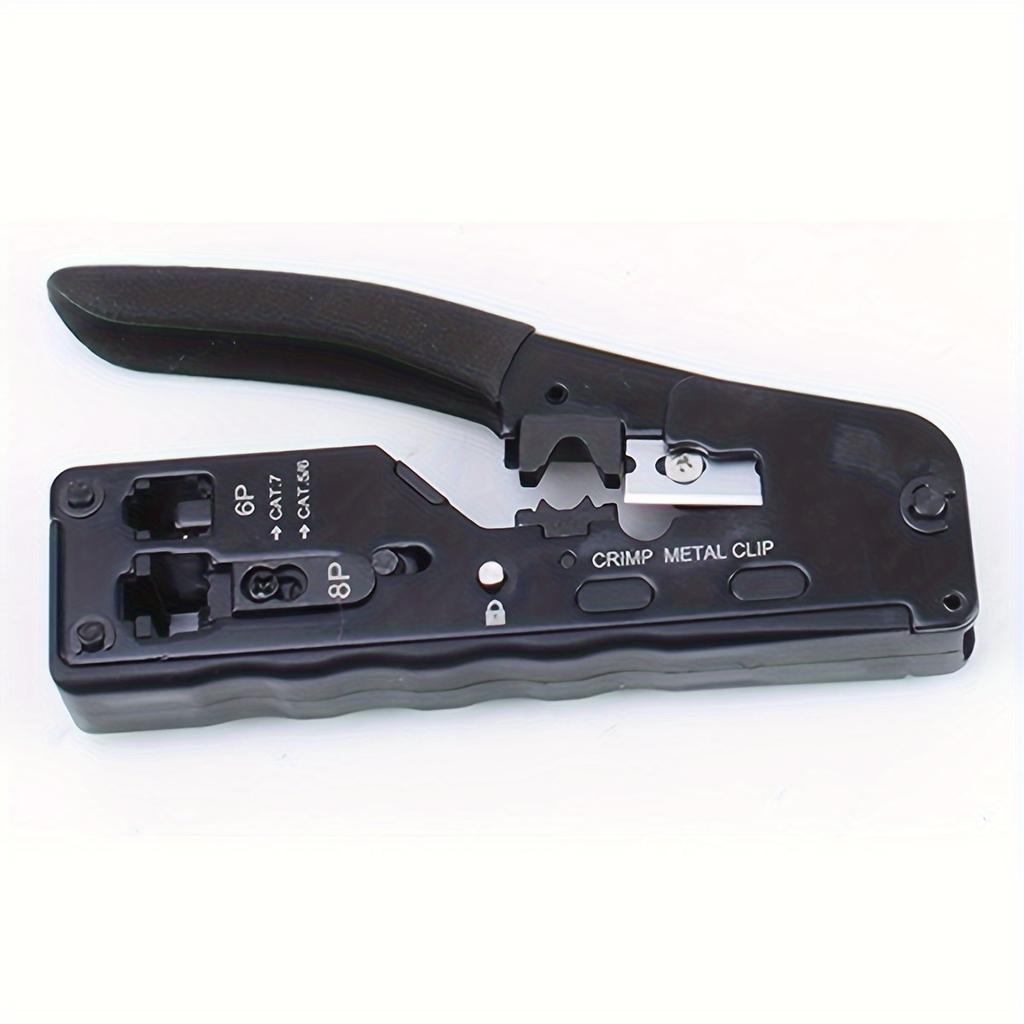 Ratcheting Modular Data Cable Crimper / Wire Stripper / Wire Cutter for RJ11/RJ12 Standard, RJ45 Pass-Thru Connectors