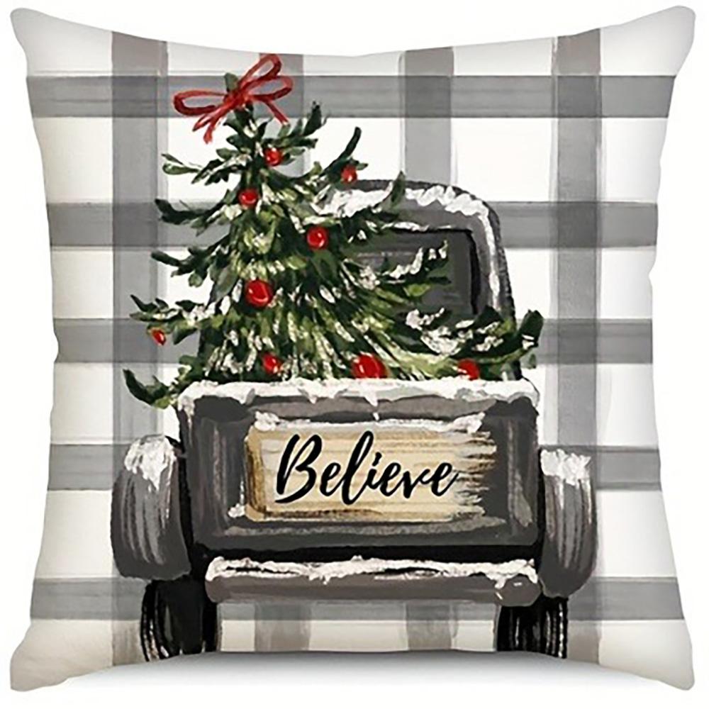 Christmas Themed Pillowcases: Merry, Tree, Truck, and Winter Hello Designs Sofa bed cushion cover, New Year home decoration