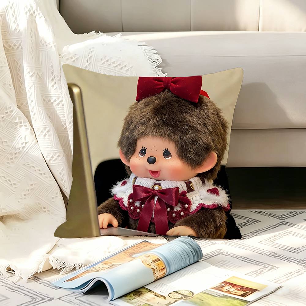 Cute MMonchhichiS Various Sizes Square Pillow Case For Car Home Bedchamber Decor